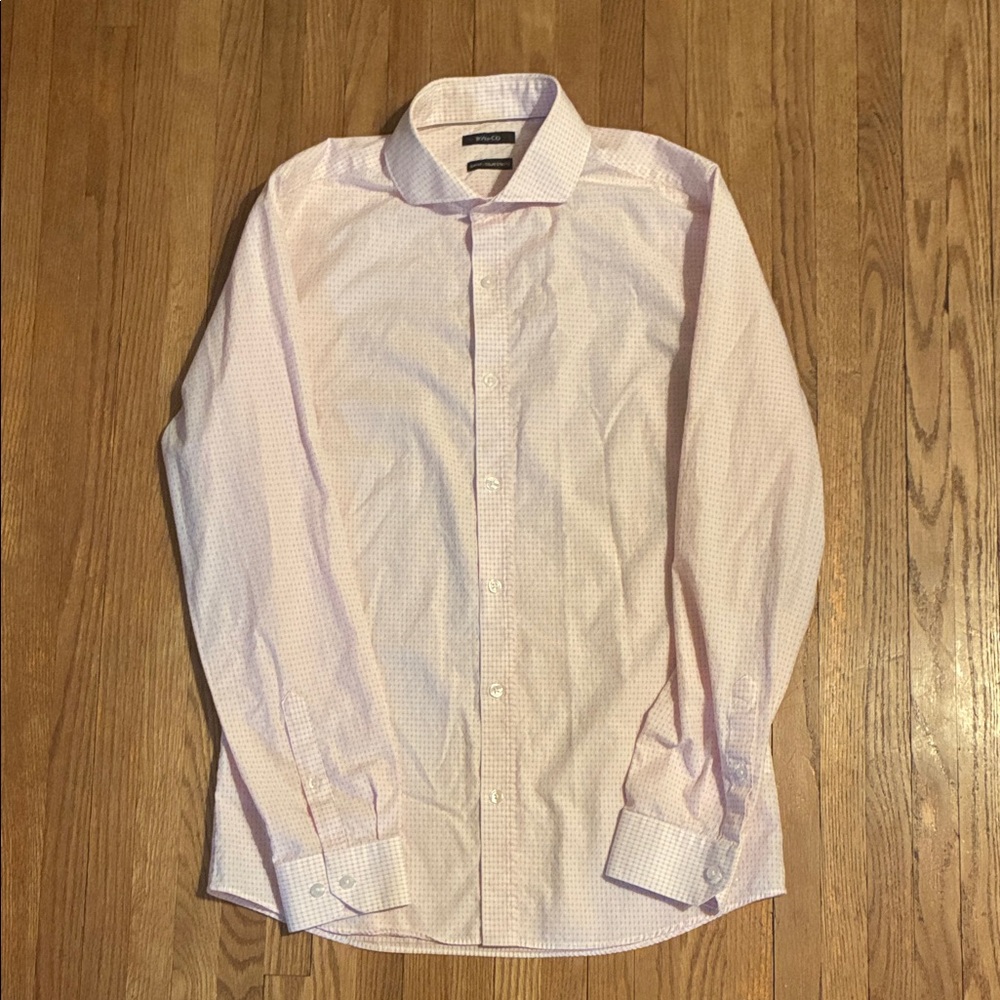 RW&CO. Soft Tiny Pink Dot Modern Slim Fit Men's Dress Shirt 100% Cotton